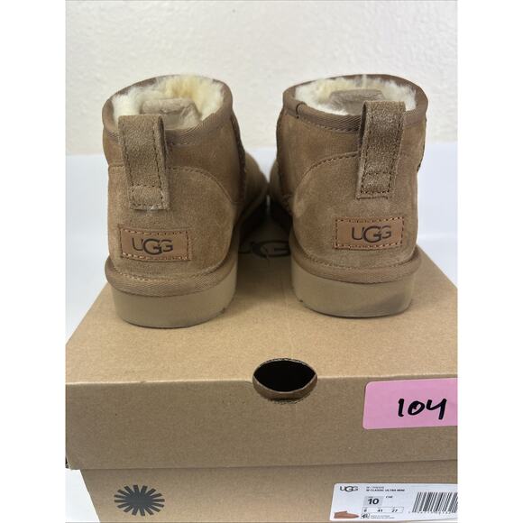 UGG Classic Ultra Mini Platform Chestnut Size 10 Boots 1116109 Booties Wool - Picture 6 of 16